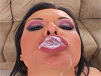Ejaculate filled mouth after throat job 